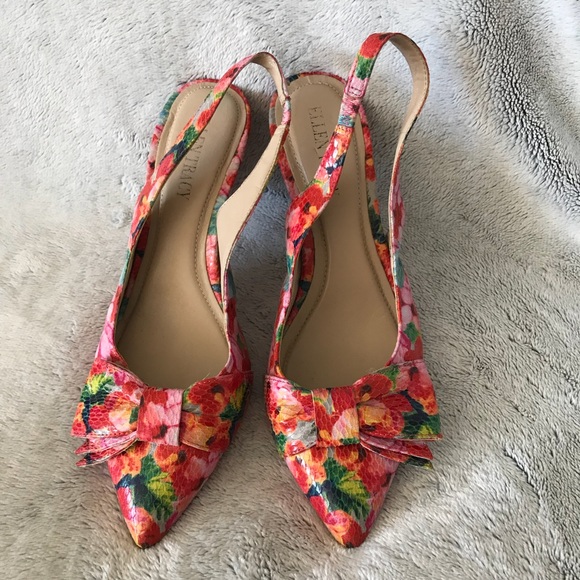 Ellen Tracy Shoes - Ellen Tracy Red Floral Slingback Pumps